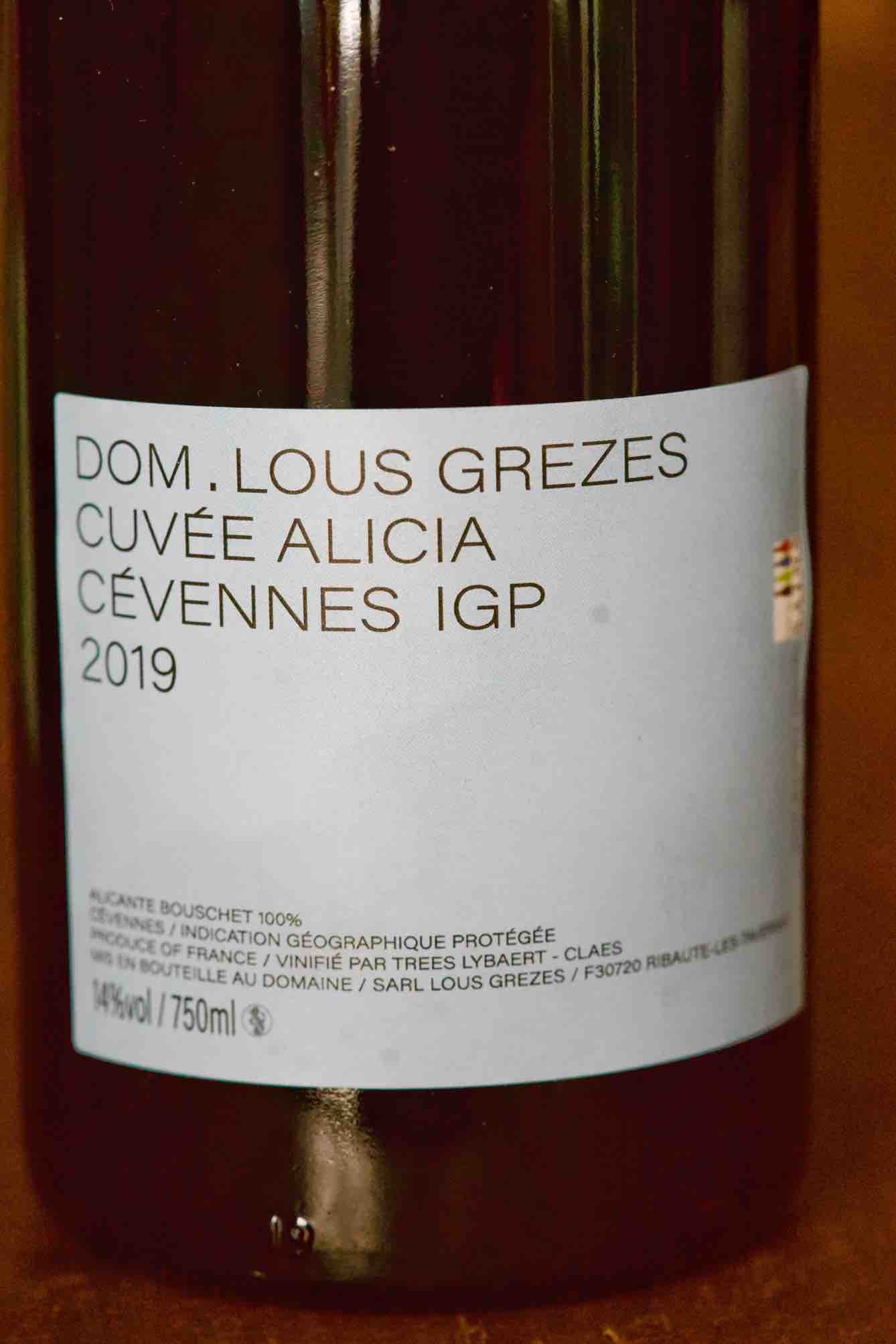 Cevennes IGP Alicante Bouschet "Cuvee Alicia", Domaine Lous Grezes 2019